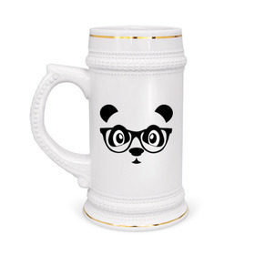 Кружка пивная с принтом Панда в очках в Екатеринбурге,  керамика (Материал выдерживает высокую температуру, стоит избегать резкого перепада температур) |  объем 630 мл | панда