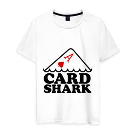 Мужская футболка хлопок с принтом Карточная акула в Екатеринбурге, 100% хлопок | прямой крой, круглый вырез горловины, длина до линии бедер, слегка спущенное плечо. | pokerstars