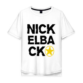Мужская футболка хлопок Oversize с принтом Nickelback star в Екатеринбурге, 100% хлопок | свободный крой, круглый ворот, “спинка” длиннее передней части | 