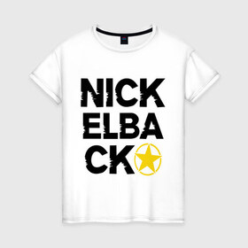 Женская футболка хлопок с принтом Nickelback star в Екатеринбурге, 100% хлопок | прямой крой, круглый вырез горловины, длина до линии бедер, слегка спущенное плечо | Тематика изображения на принте: 