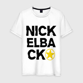 Мужская футболка хлопок с принтом Nickelback star в Екатеринбурге, 100% хлопок | прямой крой, круглый вырез горловины, длина до линии бедер, слегка спущенное плечо. | Тематика изображения на принте: 