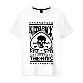 Мужская футболка хлопок с принтом Nickelback hits в Екатеринбурге, 100% хлопок | прямой крой, круглый вырез горловины, длина до линии бедер, слегка спущенное плечо. | nickelback hits | музыка | разное
