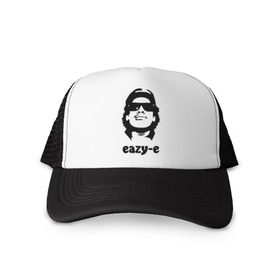 Кепка тракер с сеткой с принтом eazy-e в Екатеринбурге, трикотажное полотно; задняя часть — сетка | длинный козырек, универсальный размер, пластиковая застежка | Тематика изображения на принте: eazy e | rap | зарубежные американский рэпер | кепка | музыка | очки | рэпер