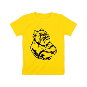 Детская футболка хлопок с принтом Бульдог в Екатеринбурге, 100% хлопок | круглый вырез горловины, полуприлегающий силуэт, длина до линии бедер | бульдог | пес | силовой спор | собака | спорт