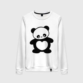 Женский свитшот хлопок с принтом Панда с сердцем panda heart в Екатеринбурге, 100% хлопок | прямой крой, круглый вырез, на манжетах и по низу широкая трикотажная резинка  | панда