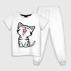 Детская пижама хлопок с принтом милый котенок в Екатеринбурге, 100% хлопок |  брюки и футболка прямого кроя, без карманов, на брюках мягкая резинка на поясе и по низу штанин
 | киса | котёнок | котик | кошки | милые | милый | милый котенок