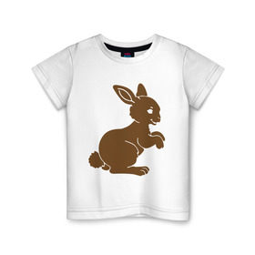 Детская футболка хлопок с принтом Зайчик в Екатеринбурге, 100% хлопок | круглый вырез горловины, полуприлегающий силуэт, длина до линии бедер | белый кролик | животные | зайчик | кролик | милый зайка