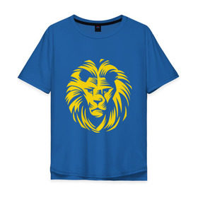 Мужская футболка хлопок Oversize с принтом Лев царь зверей в Екатеринбурге, 100% хлопок | свободный крой, круглый ворот, “спинка” длиннее передней части | голова льва | животное | зверь | лев царь зверей | царь зверей