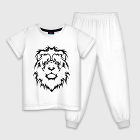 Детская пижама хлопок с принтом Лев - Взгляд в Екатеринбурге, 100% хлопок |  брюки и футболка прямого кроя, без карманов, на брюках мягкая резинка на поясе и по низу штанин
 | голова | голова льва | тату