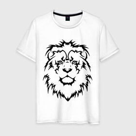 Мужская футболка хлопок с принтом Лев - Взгляд в Екатеринбурге, 100% хлопок | прямой крой, круглый вырез горловины, длина до линии бедер, слегка спущенное плечо. | голова | голова льва | тату