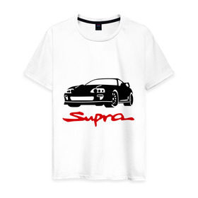 Мужская футболка хлопок с принтом toyota supra в Екатеринбурге, 100% хлопок | прямой крой, круглый вырез горловины, длина до линии бедер, слегка спущенное плечо. | toyota | toyota supra | автомобильные | машинка | спорт | тачки