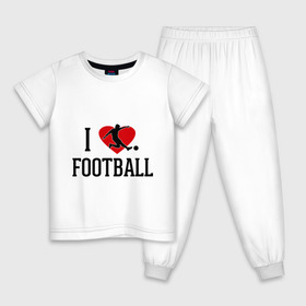Детская пижама хлопок с принтом Я люблю футбол в Екатеринбурге, 100% хлопок |  брюки и футболка прямого кроя, без карманов, на брюках мягкая резинка на поясе и по низу штанин
 | football | футболерывкашники | футболист | я люблю футбол