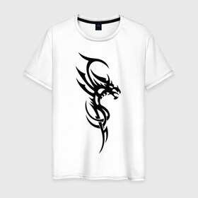 Мужская футболка хлопок с принтом Дракон в Екатеринбурге, 100% хлопок | прямой крой, круглый вырез горловины, длина до линии бедер, слегка спущенное плечо. | 