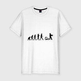Мужская футболка премиум с принтом zombi evolution в Екатеринбурге, 92% хлопок, 8% лайкра | приталенный силуэт, круглый вырез ворота, длина до линии бедра, короткий рукав | zombi evolution | мертвец | могила | монстры | сериалы | ходячие мертвецы | эволюция