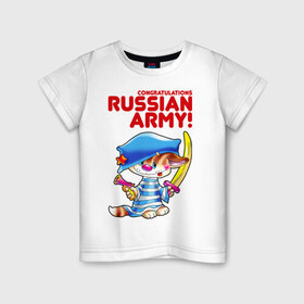 Детская футболка хлопок с принтом Котенок в тельняшке в Екатеринбурге, 100% хлопок | круглый вырез горловины, полуприлегающий силуэт, длина до линии бедер | Тематика изображения на принте: пират