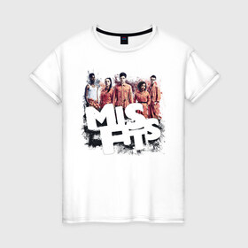 Женская футболка хлопок с принтом MisFits в Екатеринбурге, 100% хлопок | прямой крой, круглый вырез горловины, длина до линии бедер, слегка спущенное плечо | 
