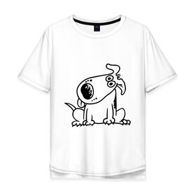 Мужская футболка хлопок Oversize с принтом Смешная собака в Екатеринбурге, 100% хлопок | свободный крой, круглый ворот, “спинка” длиннее передней части | милый песик | пес