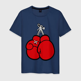 Мужская футболка хлопок с принтом Боксерские перчатки в Екатеринбурге, 100% хлопок | прямой крой, круглый вырез горловины, длина до линии бедер, слегка спущенное плечо. | бокс | боксерские перчатки | перчатки | спорт