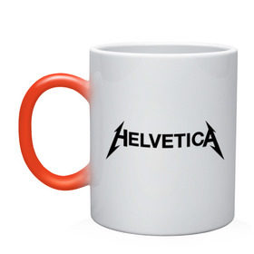 Кружка хамелеон с принтом Helvetica Metallica в Екатеринбурге, керамика | меняет цвет при нагревании, емкость 330 мл | helvetica metallica | антибренд