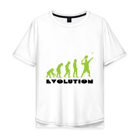 Мужская футболка хлопок Oversize с принтом Tennis Evolution в Екатеринбурге, 100% хлопок | свободный крой, круглый ворот, “спинка” длиннее передней части | tennis evolution | мяч | спорт | теннис | эволюция