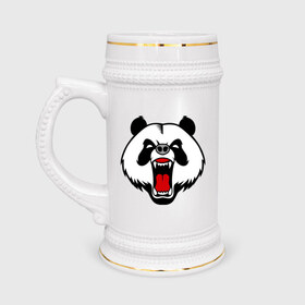 Кружка пивная с принтом Бешеная панда в Екатеринбурге,  керамика (Материал выдерживает высокую температуру, стоит избегать резкого перепада температур) |  объем 630 мл | панда