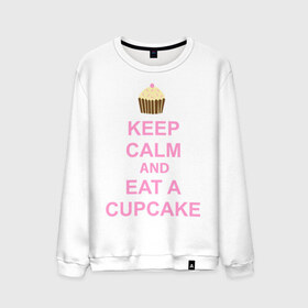 Мужской свитшот хлопок с принтом keep calm and eat a cupcake в Екатеринбурге, 100% хлопок |  | keep calm and eat a cupcake | антибренд | кекс | сохранять спокойствие и съесть кекс