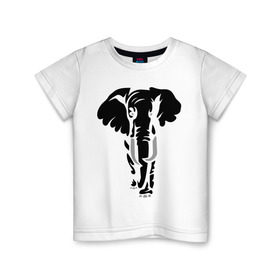 Детская футболка хлопок с принтом Слон в Екатеринбурге, 100% хлопок | круглый вырез горловины, полуприлегающий силуэт, длина до линии бедер | Тематика изображения на принте: слон