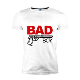 Мужская футболка премиум с принтом Bad boy (плохой парень) в Екатеринбурге, 92% хлопок, 8% лайкра | приталенный силуэт, круглый вырез ворота, длина до линии бедра, короткий рукав | bad boy