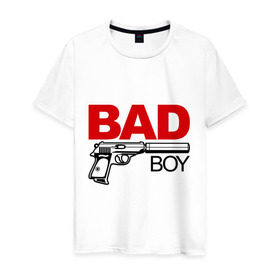 Мужская футболка хлопок с принтом Bad boy (плохой парень) в Екатеринбурге, 100% хлопок | прямой крой, круглый вырез горловины, длина до линии бедер, слегка спущенное плечо. | bad boy
