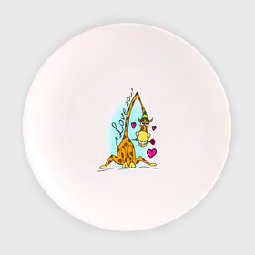 Тарелка 3D с принтом Love you в Екатеринбурге, фарфор | диаметр - 210 мм
диаметр для нанесения принта - 120 мм | Тематика изображения на принте: love you | жираф | жирафик | люблю тебя | роза | сердечки | сердце