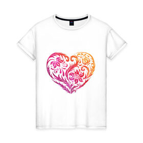 Женская футболка хлопок с принтом Живопись в виде сердца в Екатеринбурге, 100% хлопок | прямой крой, круглый вырез горловины, длина до линии бедер, слегка спущенное плечо | 14 февраля | живопись в виде сердца | любовь | сердца