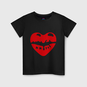 Детская футболка хлопок с принтом Поцелуй в виде сердца в Екатеринбурге, 100% хлопок | круглый вырез горловины, полуприлегающий силуэт, длина до линии бедер | 14 февраля | love is.. | влюбленным | губы | поцелуй в виде сердца | сердца