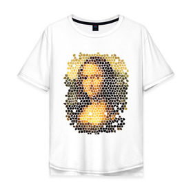 Мужская футболка хлопок Oversize с принтом Mona Lisa в Екатеринбурге, 100% хлопок | свободный крой, круглый ворот, “спинка” длиннее передней части | mona lisa | леонардо да винчи | мозаика | мона лиза | фреска
