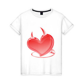 Женская футболка хлопок с принтом Наши сердца (госпожа) в Екатеринбурге, 100% хлопок | прямой крой, круглый вырез горловины, длина до линии бедер, слегка спущенное плечо | Тематика изображения на принте: 14 февраля | госпожа | для двоих | любовь | наши сердца | парные