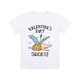 Детская футболка хлопок с принтом Valentine`s day sucks в Екатеринбурге, 100% хлопок | круглый вырез горловины, полуприлегающий силуэт, длина до линии бедер | 14 февраля | день всех влюбленных | день святого валентина | ненавижу день святого валентина