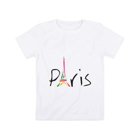 Детская футболка хлопок с принтом Красочный Париж в Екатеринбурге, 100% хлопок | круглый вырез горловины, полуприлегающий силуэт, длина до линии бедер | башня | красочный париж | париж | туристические | франция | эльфивая башня