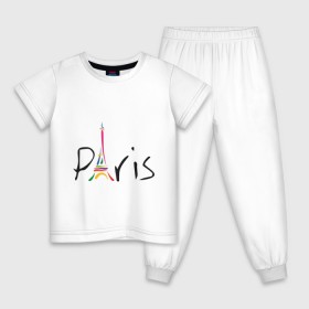 Детская пижама хлопок с принтом Красочный Париж в Екатеринбурге, 100% хлопок |  брюки и футболка прямого кроя, без карманов, на брюках мягкая резинка на поясе и по низу штанин
 | башня | красочный париж | париж | туристические | франция | эльфивая башня