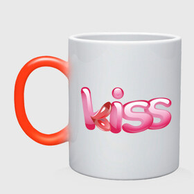 Кружка хамелеон с принтом Страстный поцелуй в Екатеринбурге, керамика | меняет цвет при нагревании, емкость 330 мл | 14 | 14 февраля | kiss | губы | поцелуй | сердца
