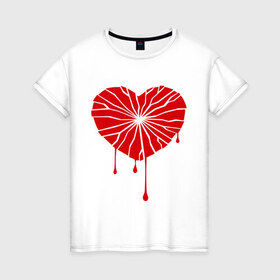 Женская футболка хлопок с принтом Разбитое сердце в Екатеринбурге, 100% хлопок | прямой крой, круглый вырез горловины, длина до линии бедер, слегка спущенное плечо | день святого валентина | кровь | любовь | разбитое сердце | сердце