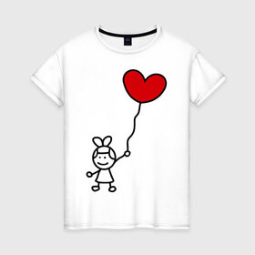 Женская футболка хлопок с принтом сердце-шарики женская в Екатеринбурге, 100% хлопок | прямой крой, круглый вырез горловины, длина до линии бедер, слегка спущенное плечо | 14 февраля | все | день святого валентина | для двоих | идеи подарков | парные | сердце шарики
