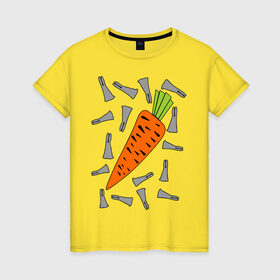 Женская футболка хлопок с принтом морковка и кролик парная в Екатеринбурге, 100% хлопок | прямой крой, круглый вырез горловины, длина до линии бедер, слегка спущенное плечо | 14 февраля | все | день святого валентина | для двоих | идеи подарков | морковка и кролик | парные