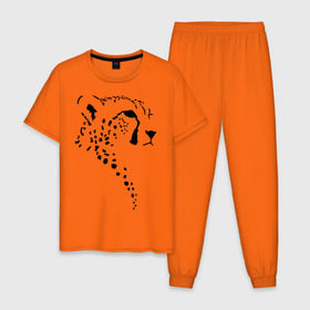 Мужская пижама хлопок с принтом Гепард в Екатеринбурге, 100% хлопок | брюки и футболка прямого кроя, без карманов, на брюках мягкая резинка на поясе и по низу штанин
 | гепард | дикие | животные | киска | кошки