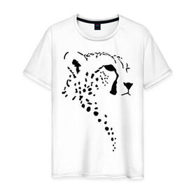 Мужская футболка хлопок с принтом Гепард в Екатеринбурге, 100% хлопок | прямой крой, круглый вырез горловины, длина до линии бедер, слегка спущенное плечо. | гепард | дикие | животные | киска | кошки