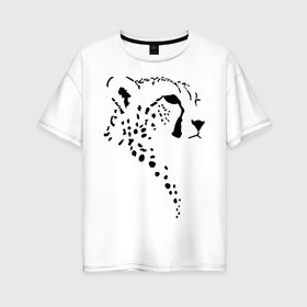 Женская футболка хлопок Oversize с принтом Гепард в Екатеринбурге, 100% хлопок | свободный крой, круглый ворот, спущенный рукав, длина до линии бедер
 | гепард | дикие | животные | киска | кошки