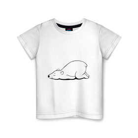 Детская футболка хлопок с принтом Белый медведь спит в Екатеринбурге, 100% хлопок | круглый вырез горловины, полуприлегающий силуэт, длина до линии бедер | белый медведь | белый медведь спит | животное | мишка | мишутка | умка