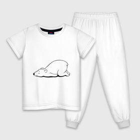 Детская пижама хлопок с принтом Белый медведь спит в Екатеринбурге, 100% хлопок |  брюки и футболка прямого кроя, без карманов, на брюках мягкая резинка на поясе и по низу штанин
 | Тематика изображения на принте: белый медведь | белый медведь спит | животное | мишка | мишутка | умка