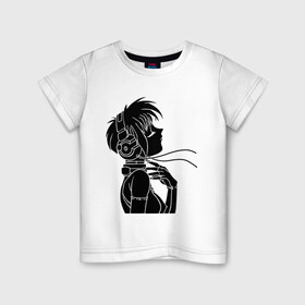 Детская футболка хлопок с принтом Девушка с наушниками в Екатеринбурге, 100% хлопок | круглый вырез горловины, полуприлегающий силуэт, длина до линии бедер | аниме | девушка с наушниками | кино | музыка | мультфильмы и тв | наушники