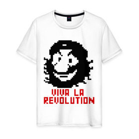 Мужская футболка хлопок с принтом Viva la revolution в Екатеринбурге, 100% хлопок | прямой крой, круглый вырез горловины, длина до линии бедер, слегка спущенное плечо. | че гевара