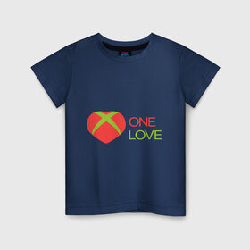Детская футболка хлопок с принтом xbox - one love в Екатеринбурге, 100% хлопок | круглый вырез горловины, полуприлегающий силуэт, длина до линии бедер | one love | xbox | одна любовь