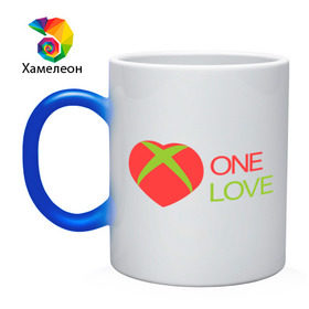 Кружка хамелеон с принтом xbox - one love в Екатеринбурге, керамика | меняет цвет при нагревании, емкость 330 мл | one love | xbox | одна любовь